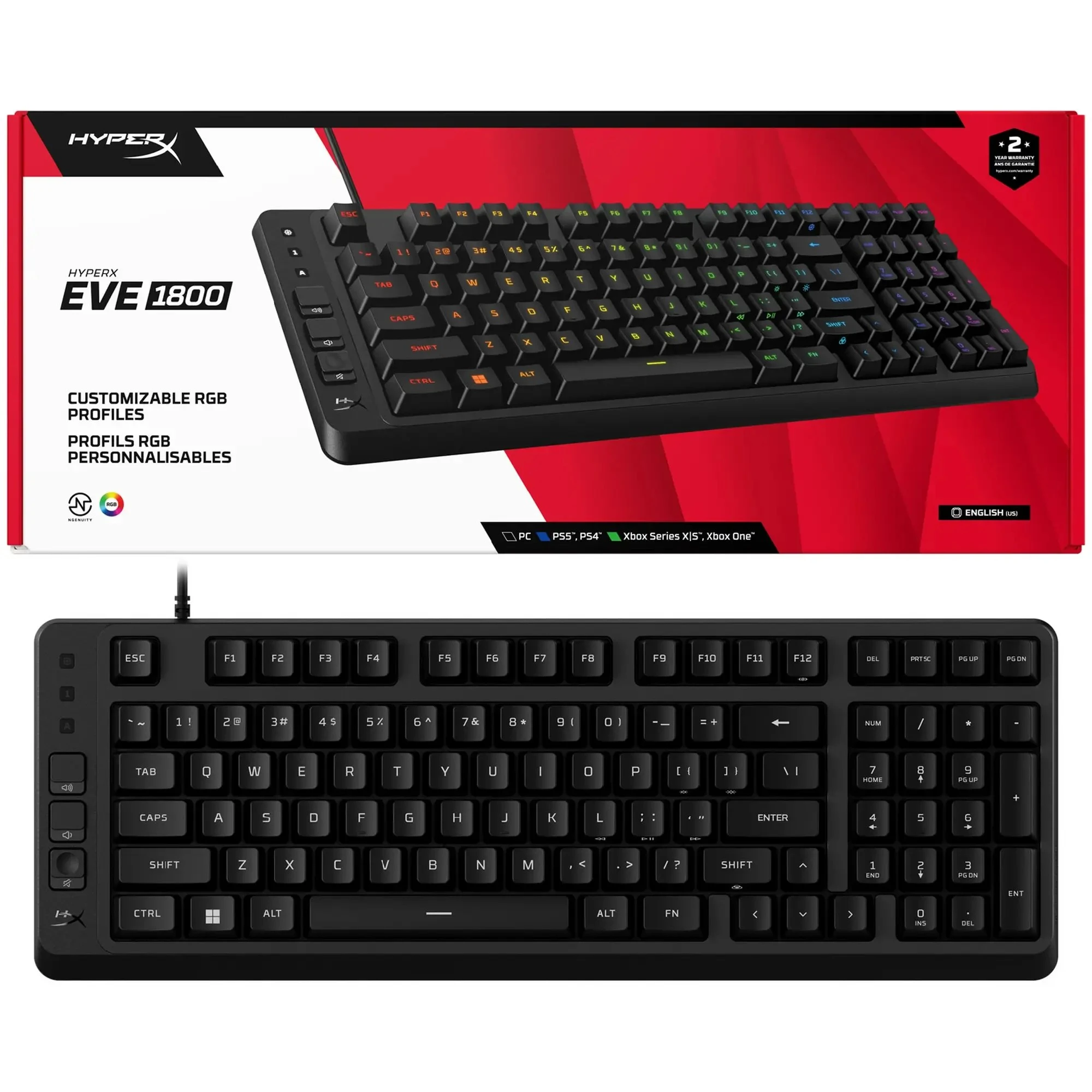 Купить Клавиатура HyperX Eve 1800 USB UA Black (B7JE0AA) - фото 7