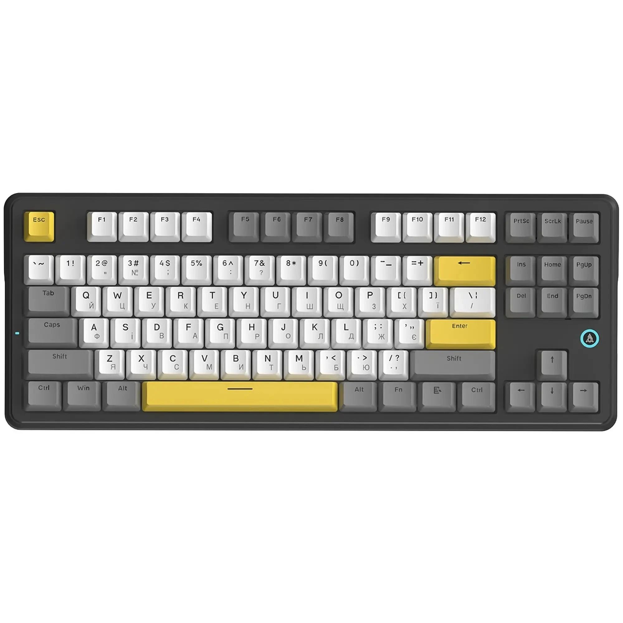 Купить Клавиатура Ajazz AK870 V2 Flying Fish switches Black Gray Yellow (AK870-V2-FF-BGY) - фото 1