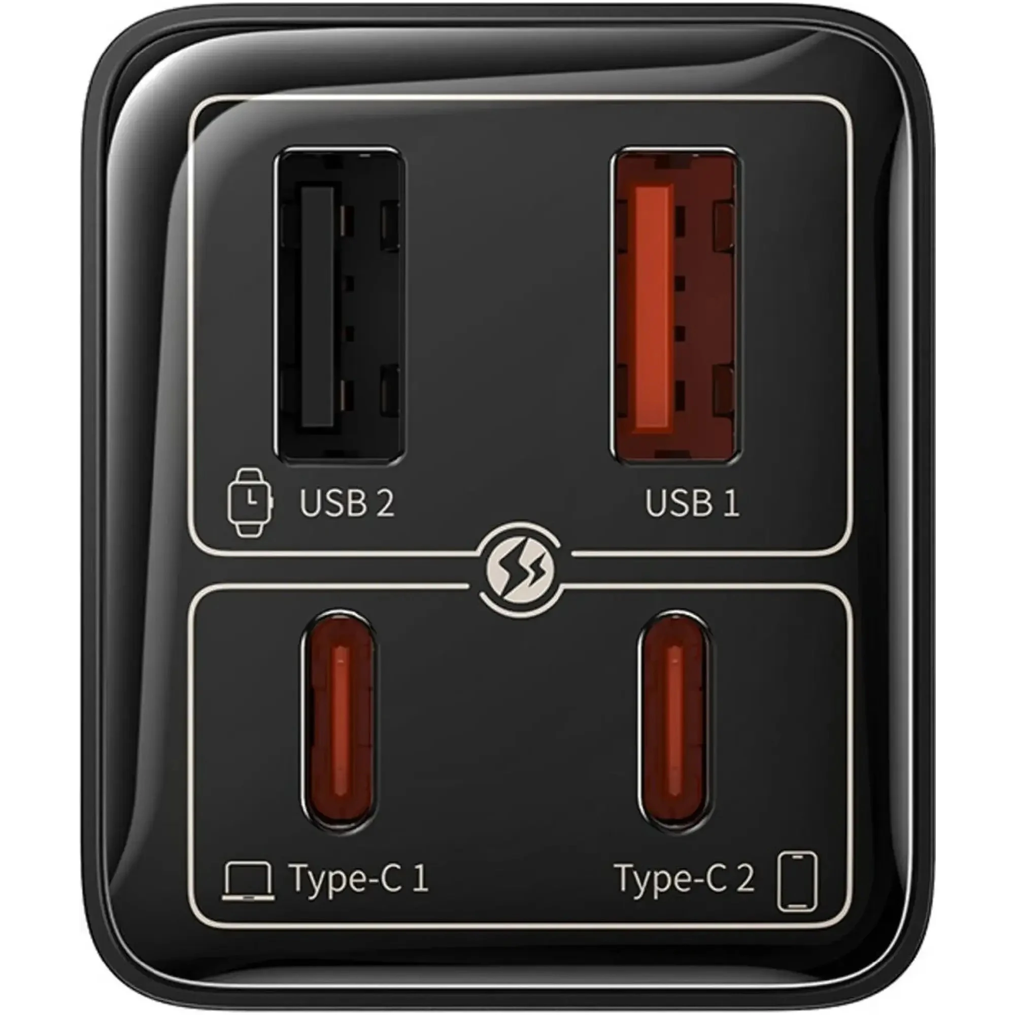 Купити Зарядний пристрій Baseus GaN6 Pro Fast Charger 2USB-C+2USB 65W EU ClusterBlack + кабель USB-C 100W 20V/5A 1m Black (P10162701113-00) - фото 4