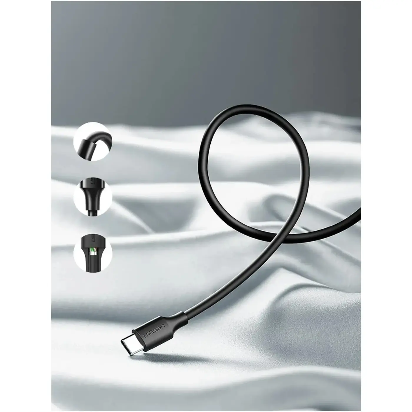 Купить Кабель UGREEN US287 USB2.0 - USB-C 3A 3m Black (60826) - фото 5