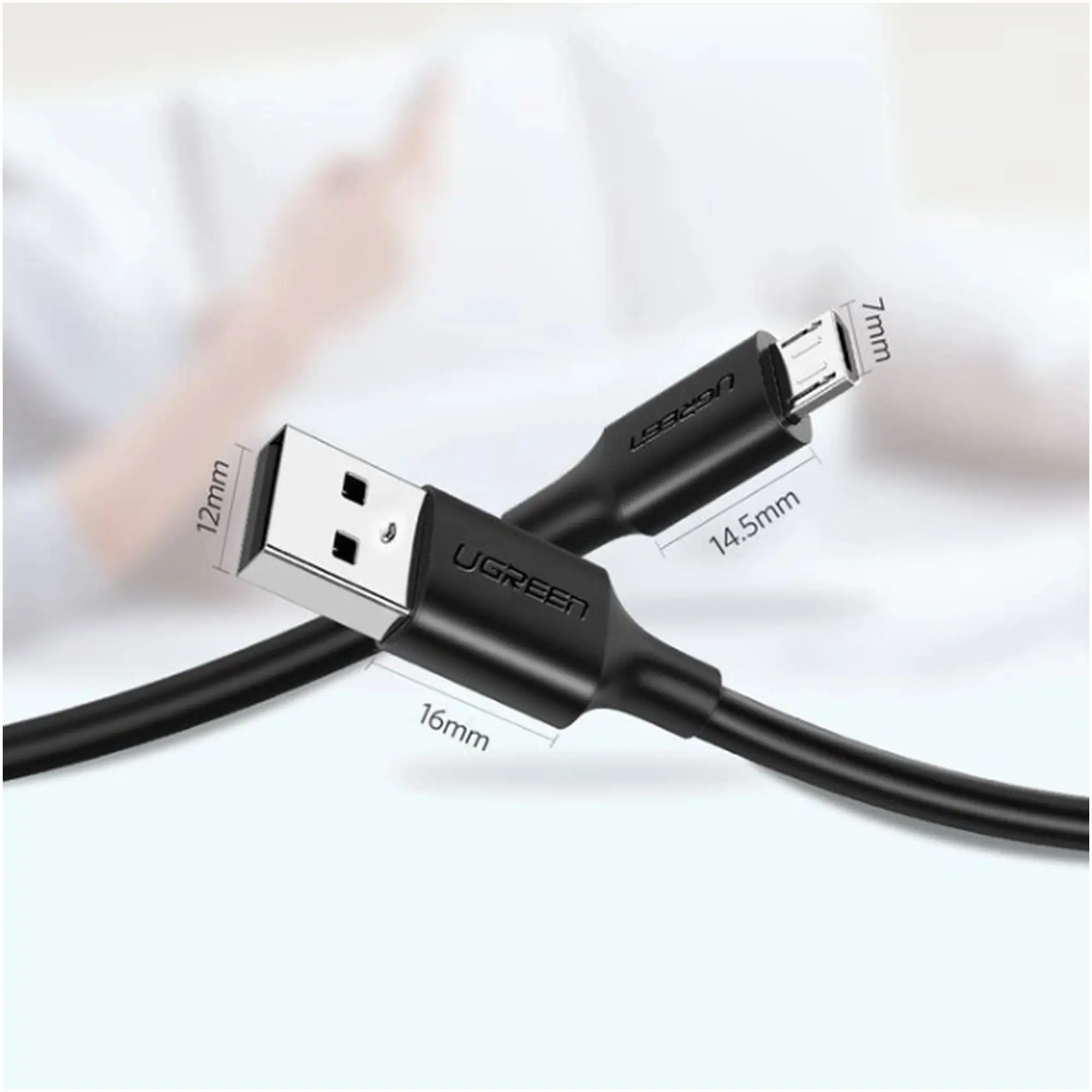 Купити Кабель UGREEN US289 USB 2.0 - MicroUSB 1m Black (UGR-60136) - фото 3