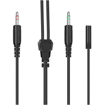 Купити Кабель Hator ESH series 0.2м x2*3.5мм female to 3.5mm male Black (ACC412) - фото 1