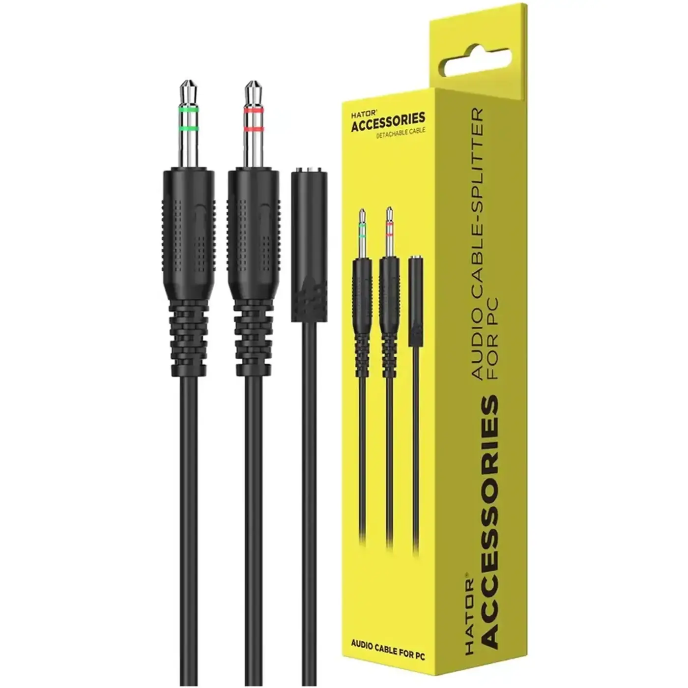 Купити Кабель Hator ESH series 0.2м x2*3.5мм female to 3.5mm male Black (ACC412) - фото 3