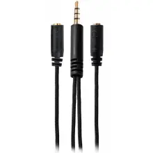 Купити Кабель-перехідник Hator 0.2м x2*3.5мм female to 3.5mm male Black (ACC-214) - фото 1