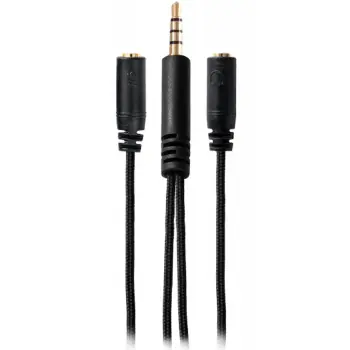Купити Кабель-перехідник Hator 0.2м x2*3.5мм female to 3.5mm male Black (ACC-214) - фото 1