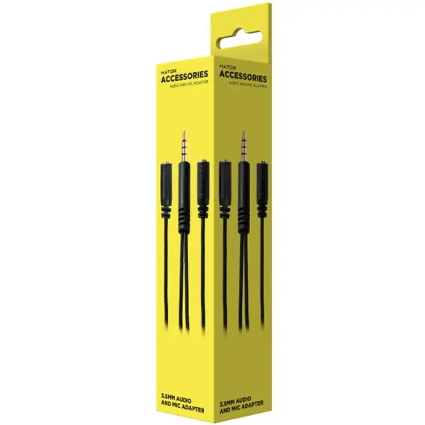 Купити Кабель-перехідник Hator 0.2м x2*3.5мм female to 3.5mm male Black (ACC-214) - фото 2