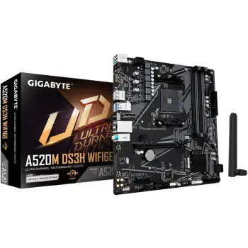 Купити Материнська плата GIGABYTE A520M DS3H WIFI6E (sAM4, AMD A520, DDR4, mATX) - фото 1