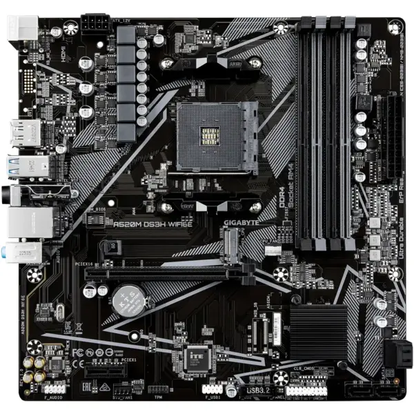 Купити Материнська плата GIGABYTE A520M DS3H WIFI6E (sAM4, AMD A520, DDR4, mATX) - фото 2