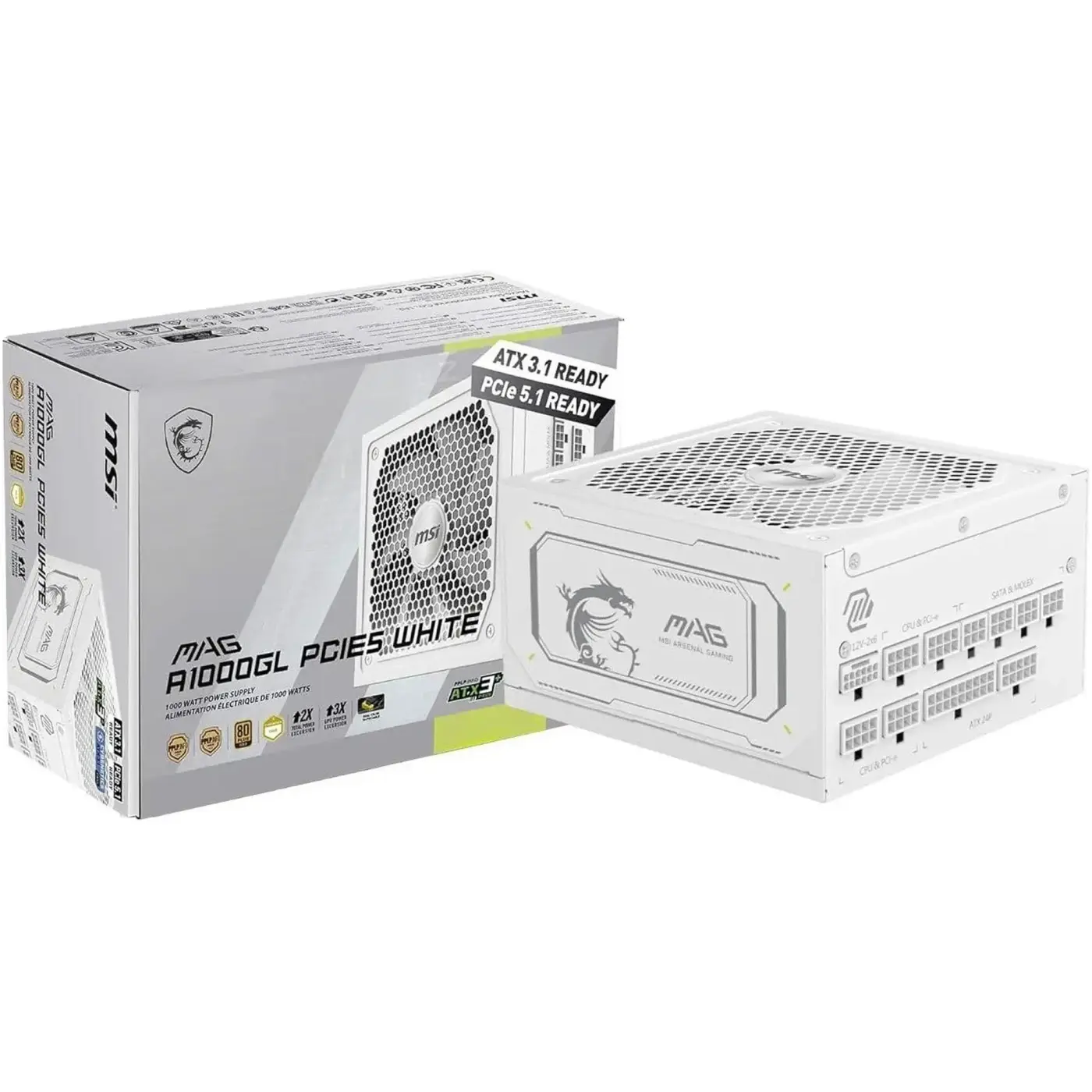 Купити Блок живлення MSI MAG A1000GL PCIE5 WHITE - фото 6