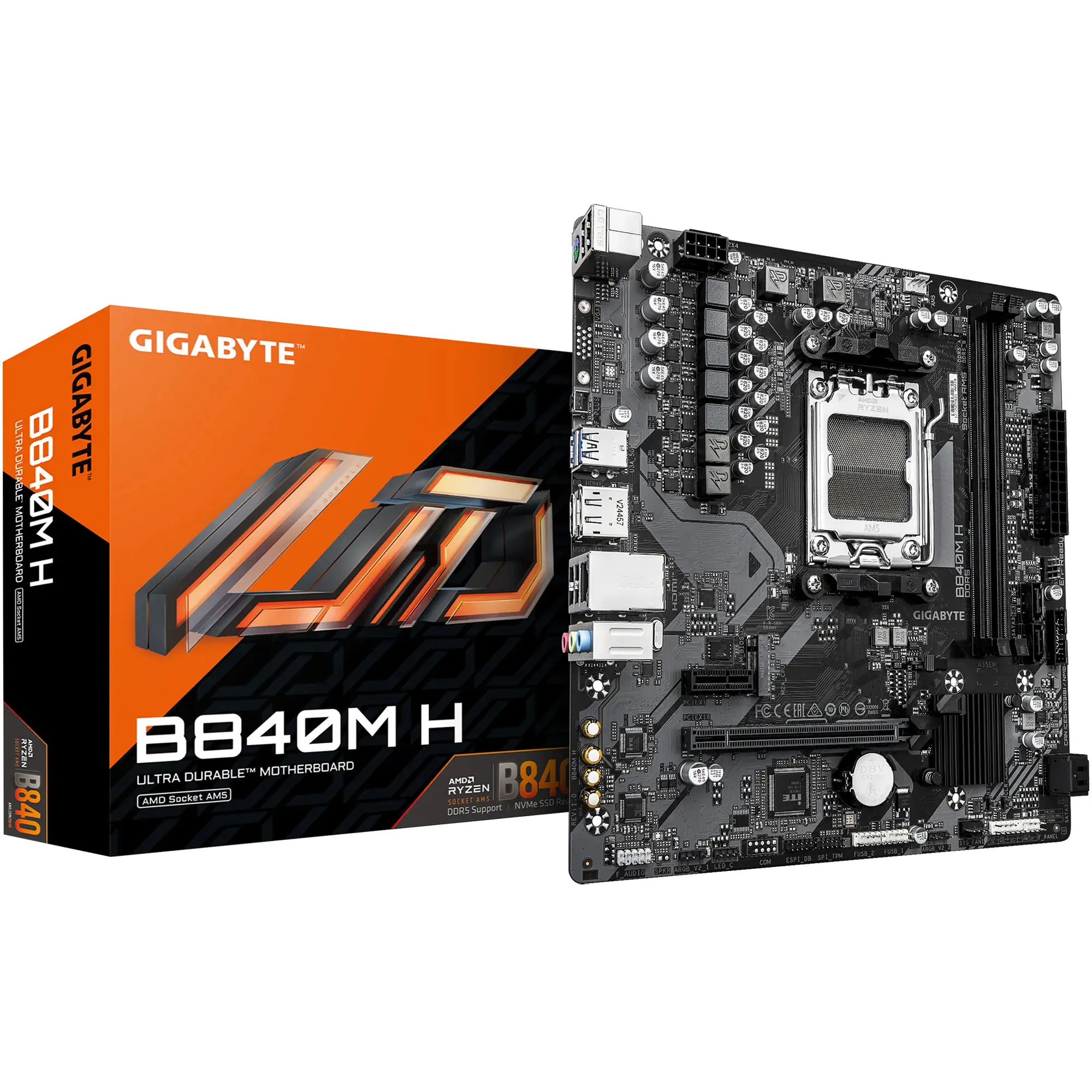 Купити Материнська плата GIGABYTE B840M H (sAM5, AMD B840, DDR5, mATX) - фото 1