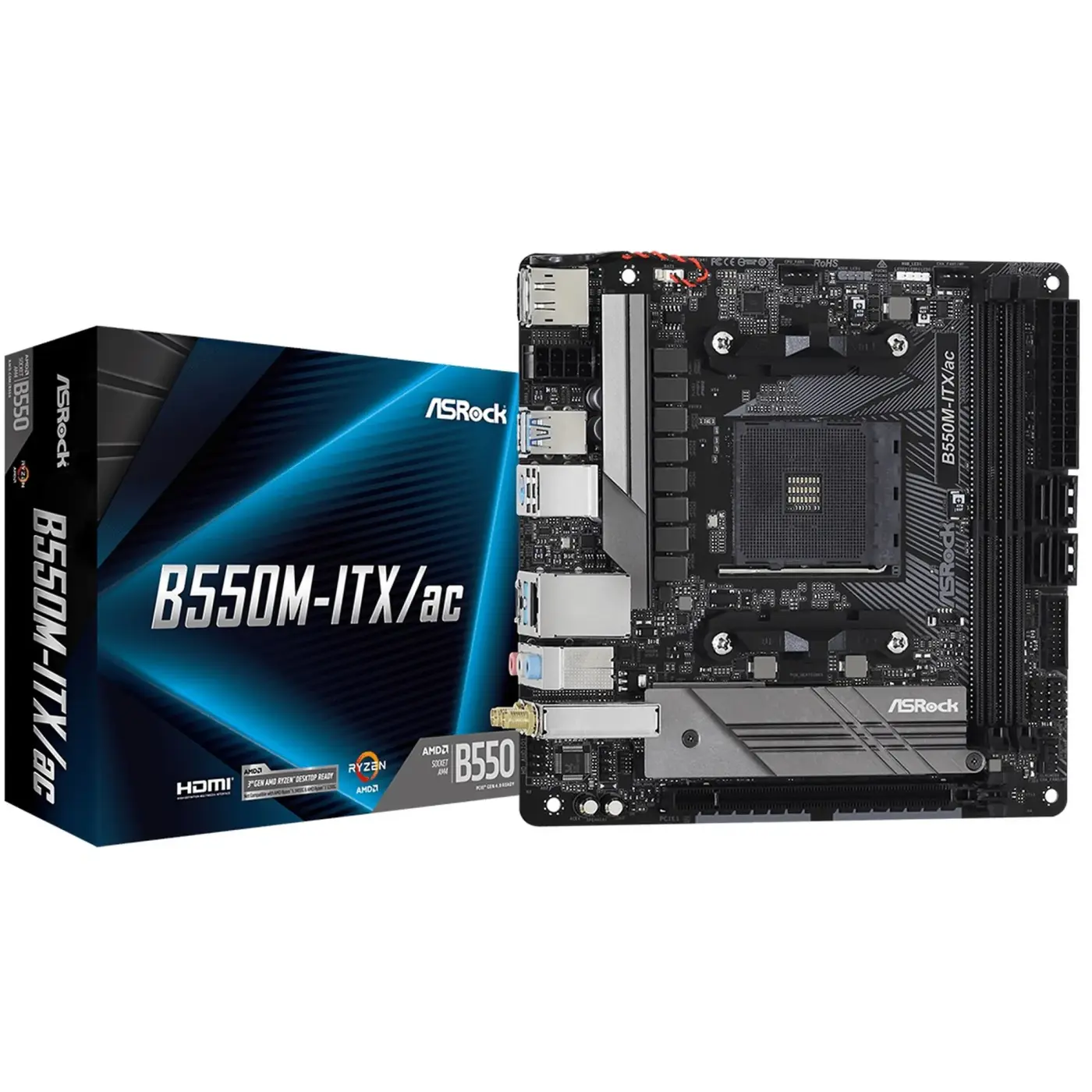 Купити Материнська плата ASRock B550M-ITX/AC (sAM4, AMD B550, DDR4, Mini-ITX) - фото 1