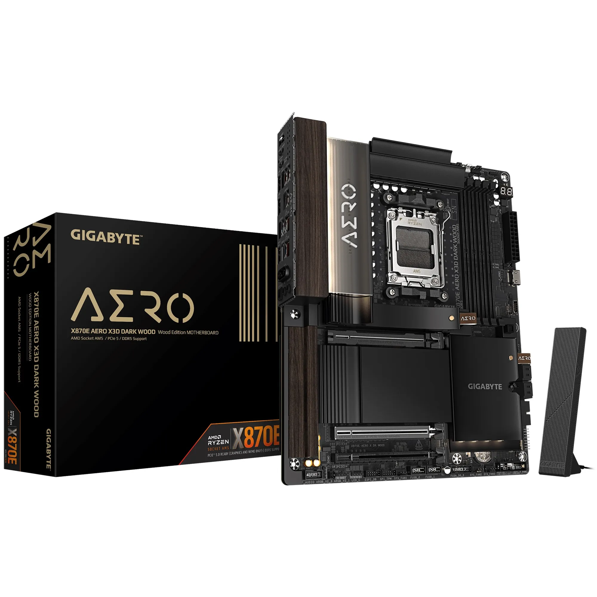 Купити Материнська плата GIGABYTE X870E AERO X3D DARK WOOD (sAM5, AMD X870E, DDR5, ATX) - фото 1