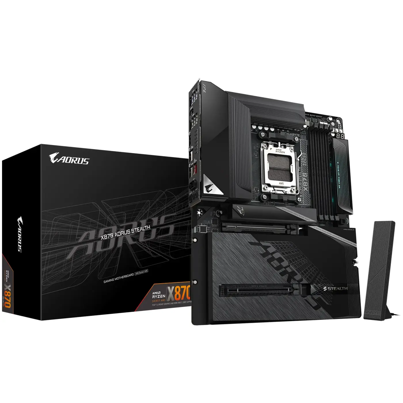 Купити Материнська плата GIGABYTE X870 AORUS STEALTH (sAM5, AMD X870, DDR5, ATX) - фото 1