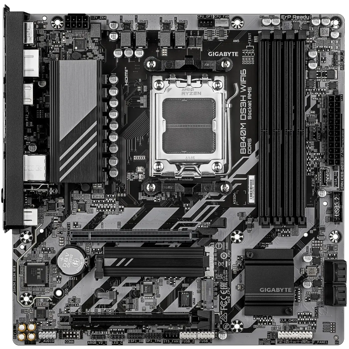 Купити Материнська плата GIGABYTE B840M DS3H WIFI6 (sAM5, AMD B840, DDR5, mATX) - фото 2