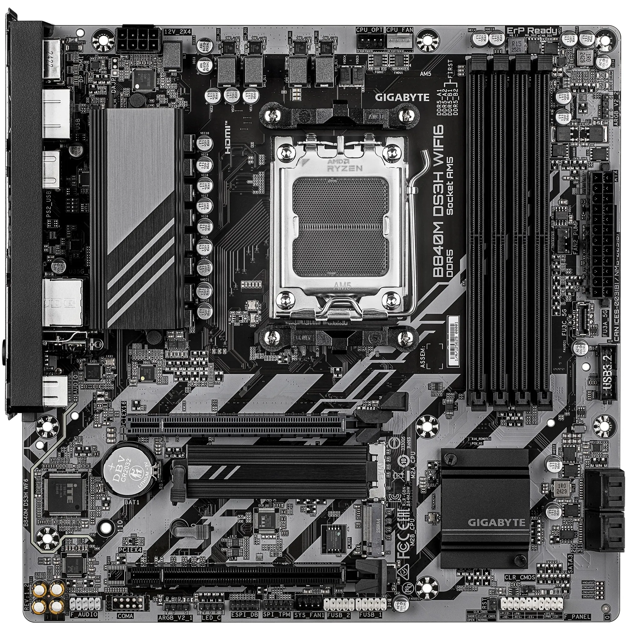 Купити Материнська плата GIGABYTE B840M DS3H WIFI6 (sAM5, AMD B840, DDR5, mATX) - фото 2