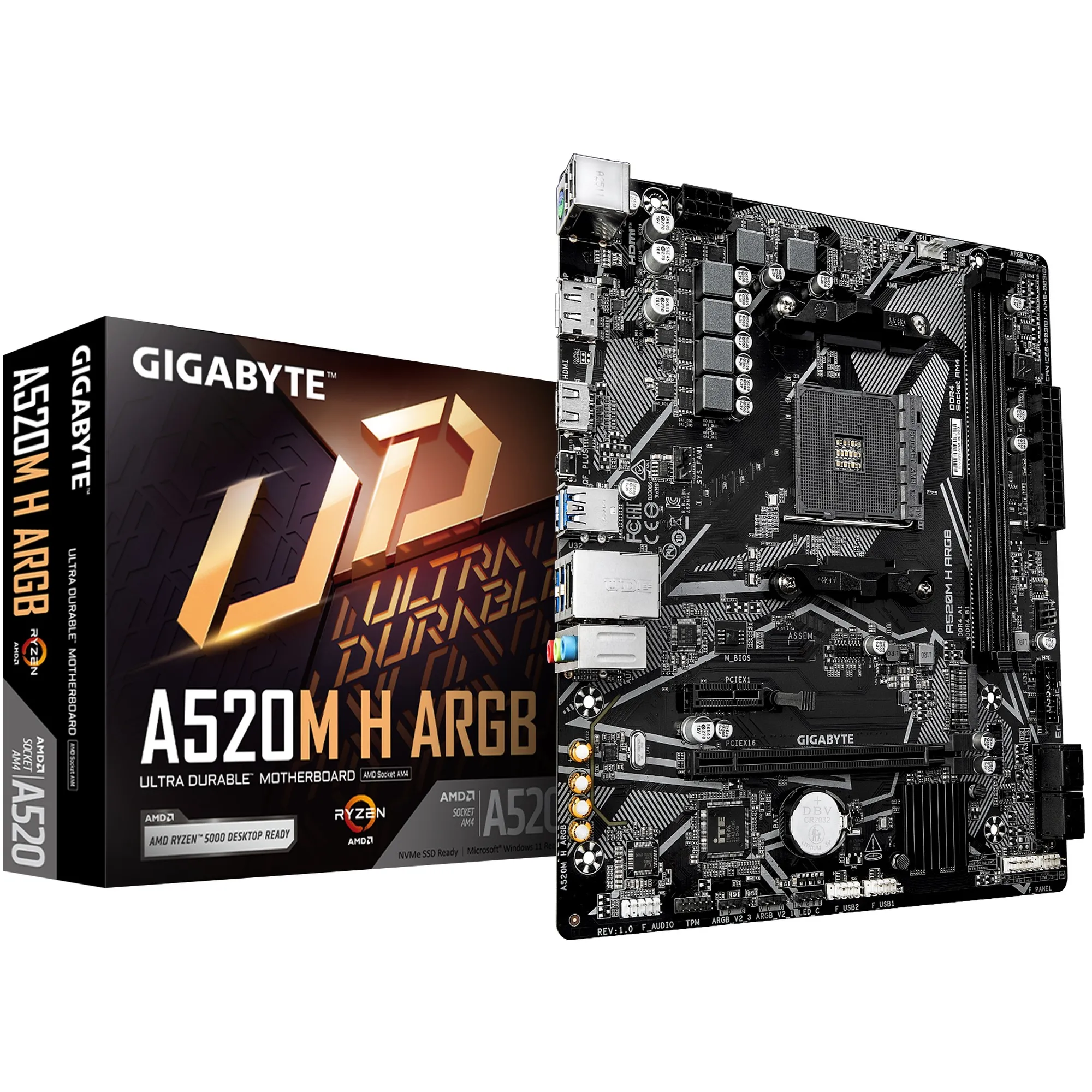 Купити Материнська плата GIGABYTE A520M H ARGB (sAM4, AMD A520, DDR4, mATX) - фото 1