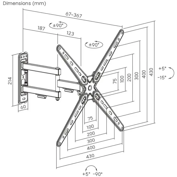 Купити Кронштейн для телевізора Brateck LDA40-443 13-55" похило-поворотний - фото 4