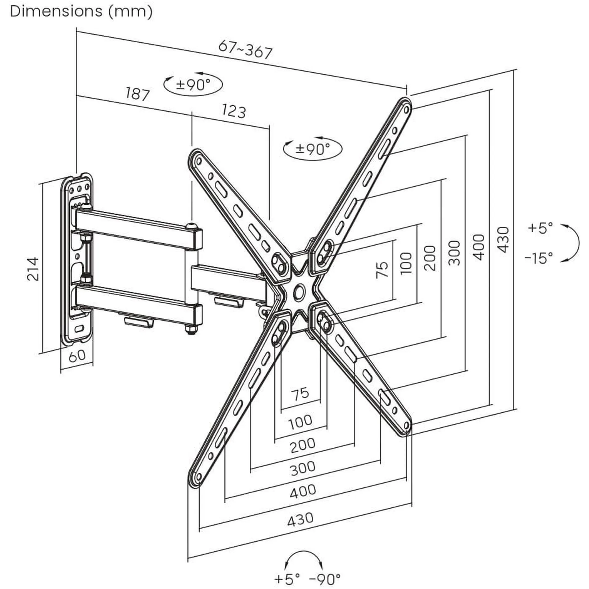 Купити Кронштейн для телевізора Brateck LDA40-443 13-55" похило-поворотний - фото 4