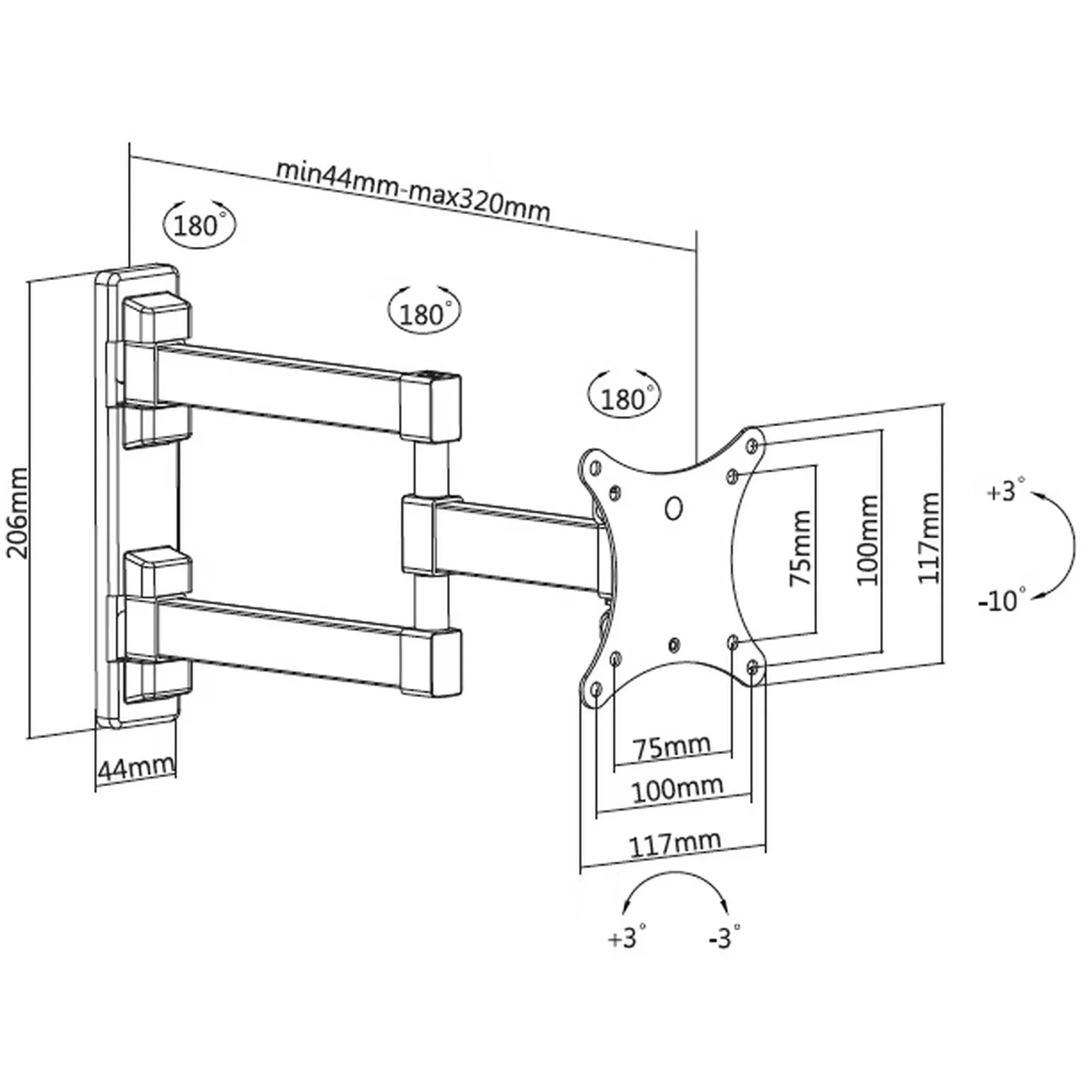Купити Кронштейн для телевізора ITech LCD33B 13"-27" похило-поворотний - фото 6