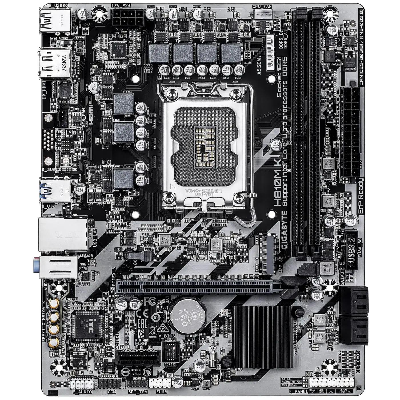 Купити Материнська плата GIGABYTE H810M K (s1851, Intel H810, DDR5, mATX) - фото 2