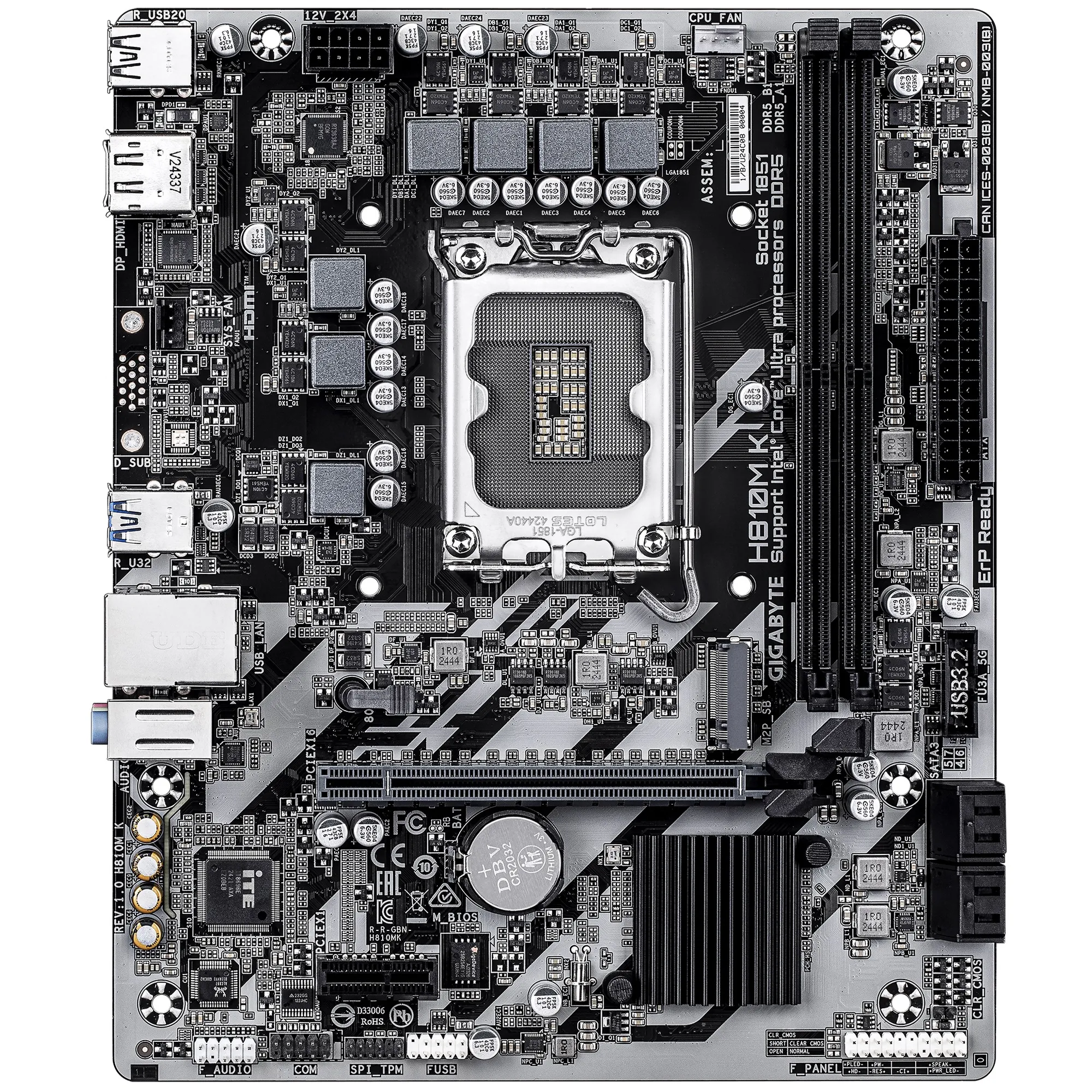 Купити Материнська плата GIGABYTE H810M K (s1851, Intel H810, DDR5, mATX) - фото 2