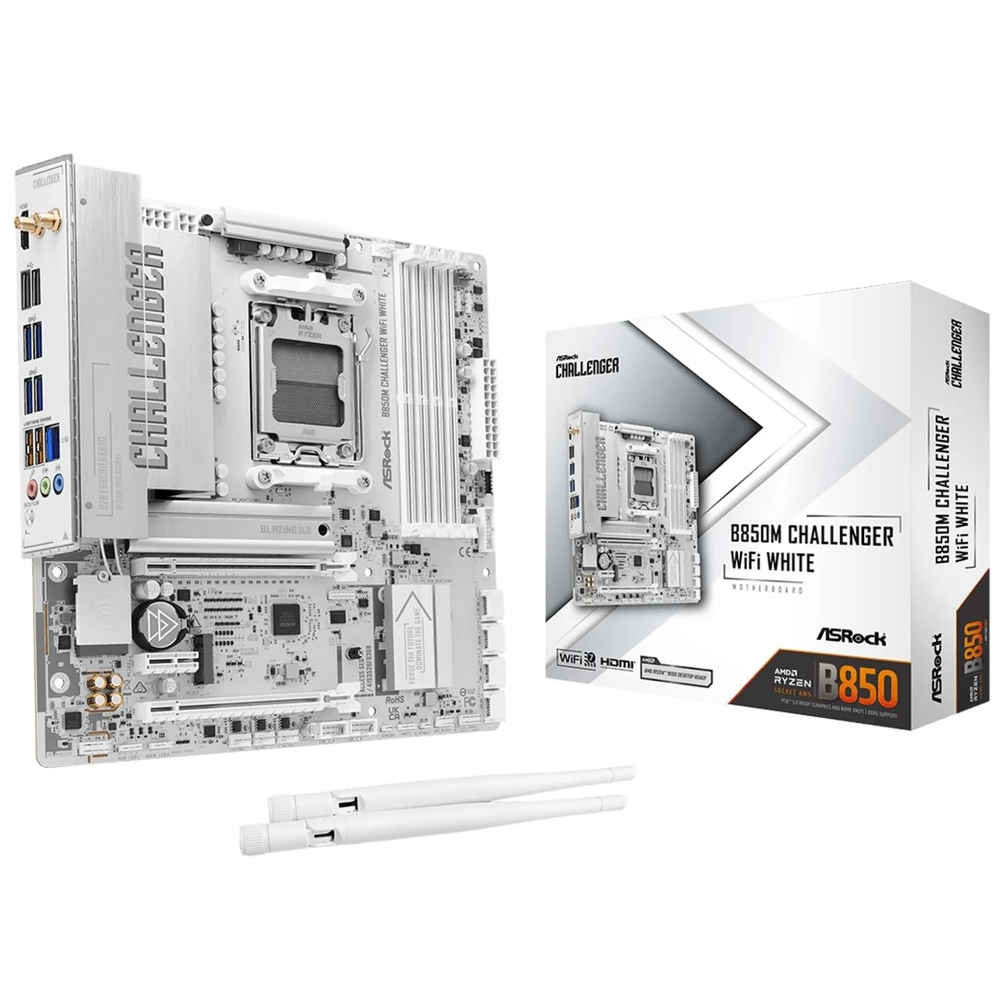 Купити Материнська плата ASRock B850M CHALLENGER WIFI WHITE (sAM5, AMD B850, DDR5, mATX) - фото 1