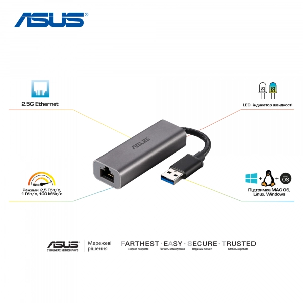 Купити Мережевий адаптер ASUS USB-C2500 - фото 6