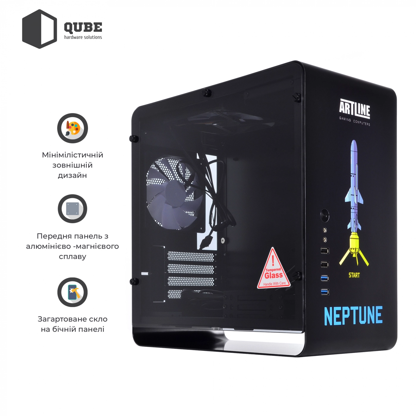 Купить Корпус QUBE EAGLE Aluminum Black NeptuneUA Printed (QBX3M_WBNU3PN) - фото 3