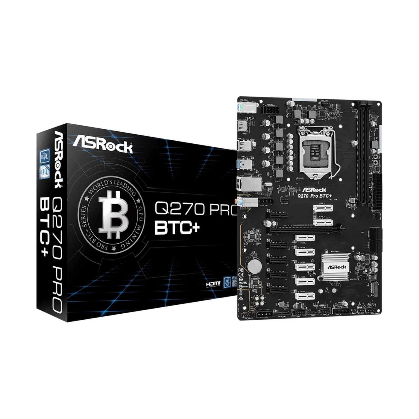 Купить Материнская плата ASRock Q270 PRO BTC+ - фото 1