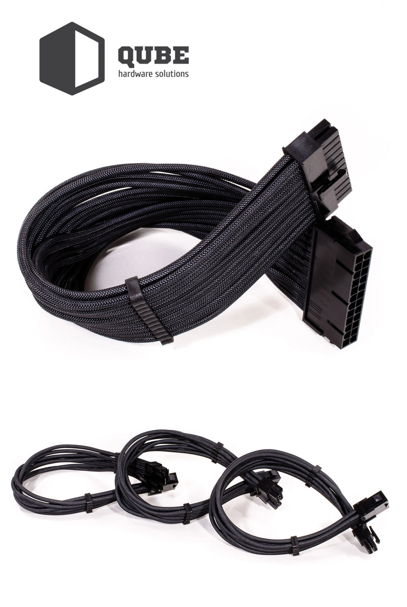 Купити Набір кабелів для блоку живлення QUBE 1x24P MB, 2x4+4P CPU, 2x6+2P VGA Black - фото 8