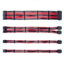 Купити Набір кабелів для блоку живлення QUBE 1x24P MB, 2x4+4P CPU, 2x6+2P VGA Black-Red - фото 1