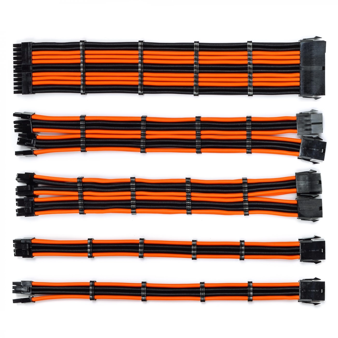 Купить Набор кабелей для блока питания QUBE 1x24P MB, 2x4+4P CPU, 2x6+2P VGA Black-Orange - фото 1