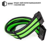 Купити Набір кабелів для блоку живлення QUBE 1x24P MB, 1x4+4P CPU, 2x6+2P VGA Black-Green - фото 6