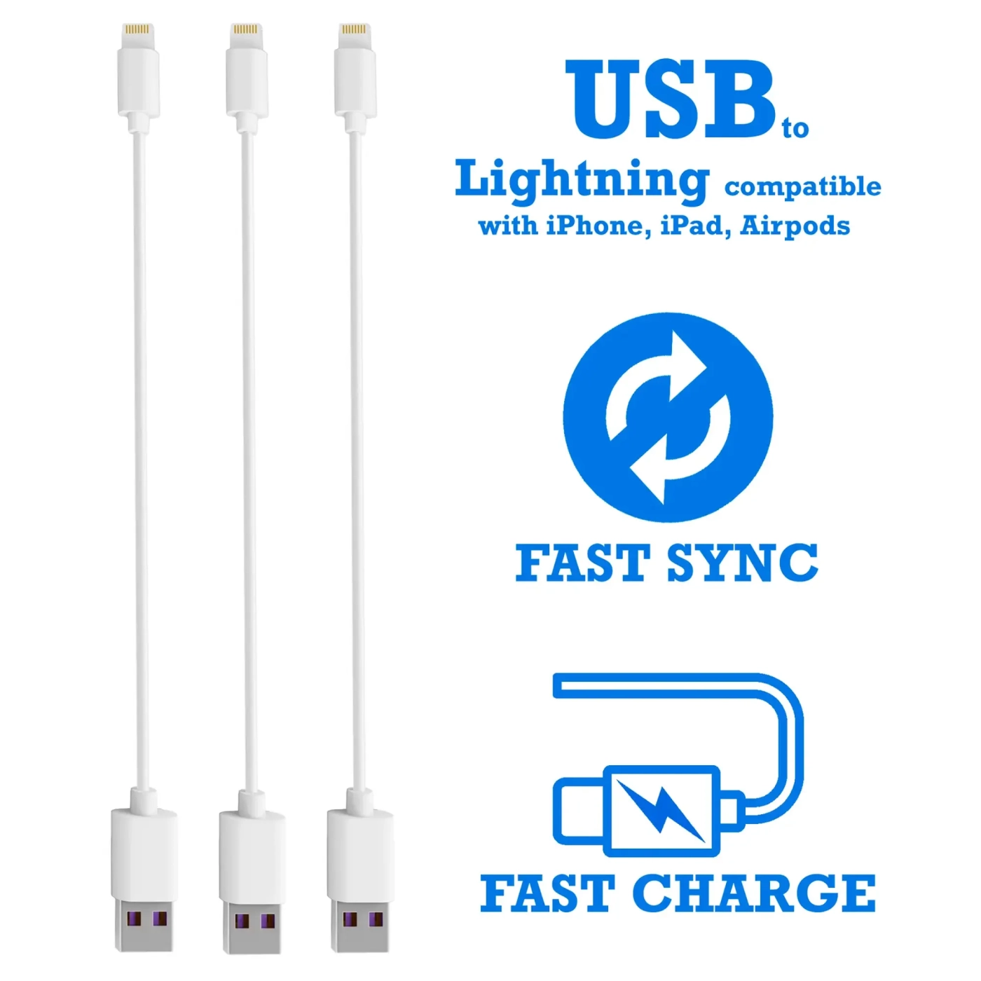 Купить Комплект кабелей Timstool USB to Lightning 0.21 м 3 шт White - фото 2