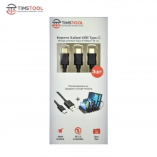 Купити Комплект кабелів Timstool USB to Type-С 0.21 м 3 шт Black - фото 2
