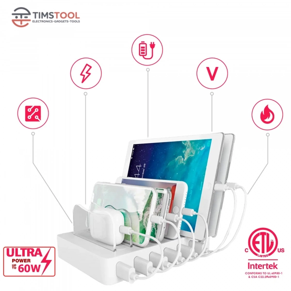 Купити Універсальна зарядна станція Timstool 6 USB White (SG0106Q-UA-WT) - фото 2