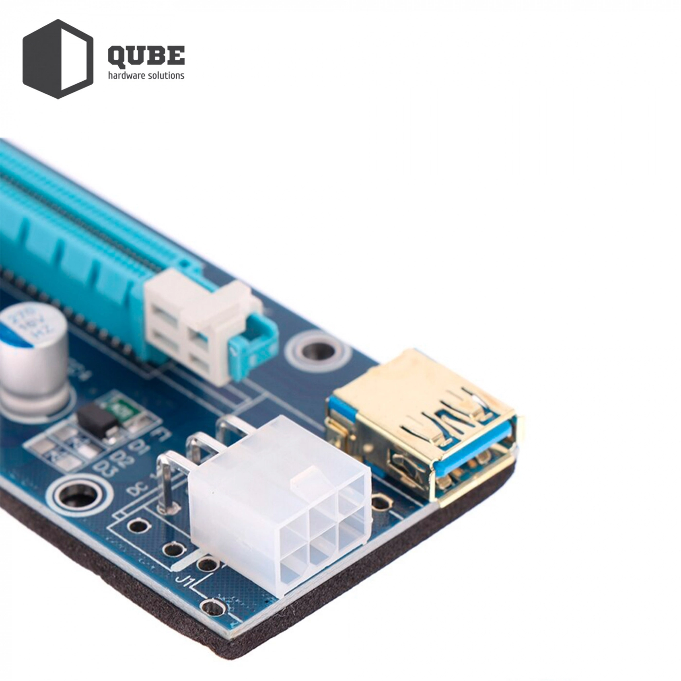 Купити Райзер QUBE PCI-E x1 to 16x 60cm USB 3.0 Cable SATA to 6Pin Power PCE164P-NO3 ver 009S - фото 3