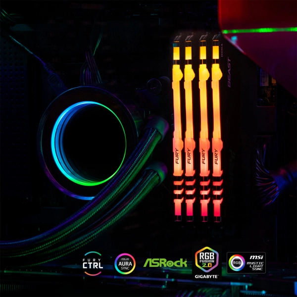 Купить Модуль памяти Kingston FURY Beast RGB DDR4-2666 64GB KIT (2x32GB) (KF426C16BBAK2/64) - фото 7