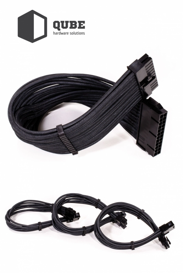 Купити Набір кабелів для блоку живлення QUBE 1x24P MB, 1x4+4P CPU, 2x6+2P VGA Black - фото 7